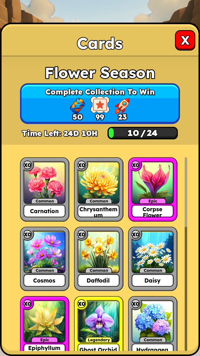 Card sets in Falls of Fortune