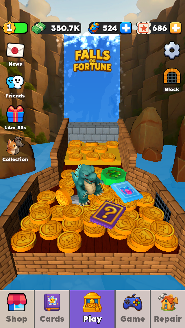 The coin pusher in Falls of Fortune