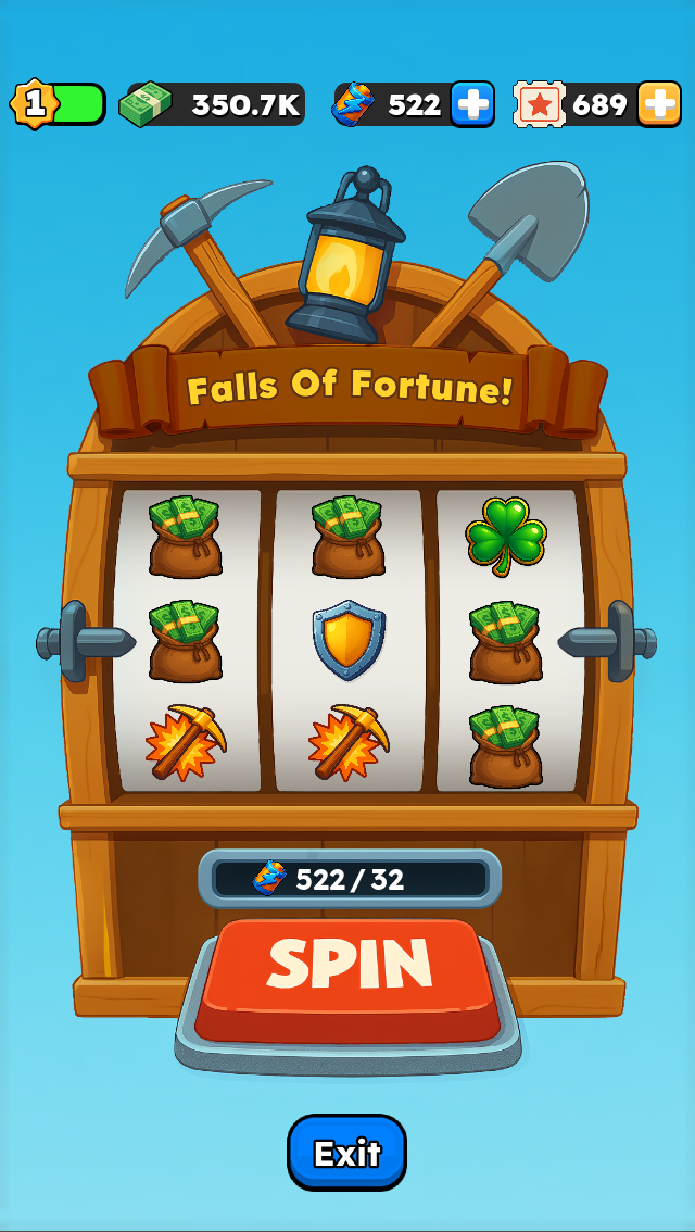Slot spins in Falls of Fortune